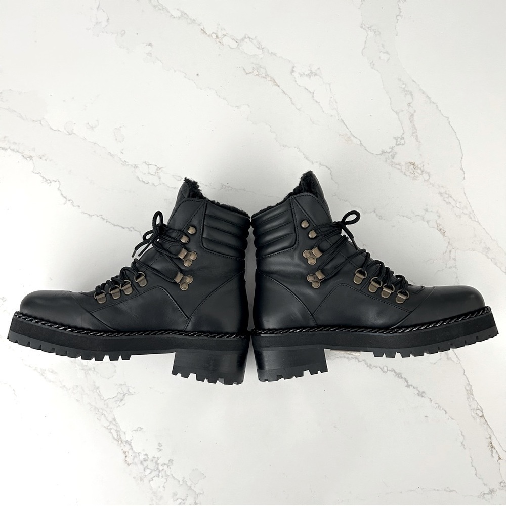 The Kooples Combat Ankle Boot Shoe Leather Lug Sole Black Moto Women's FR37 US 6 - Picture 4 of 10